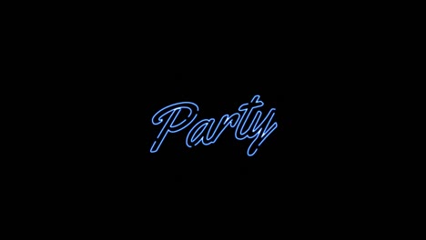 animation of party text over shapes on black background