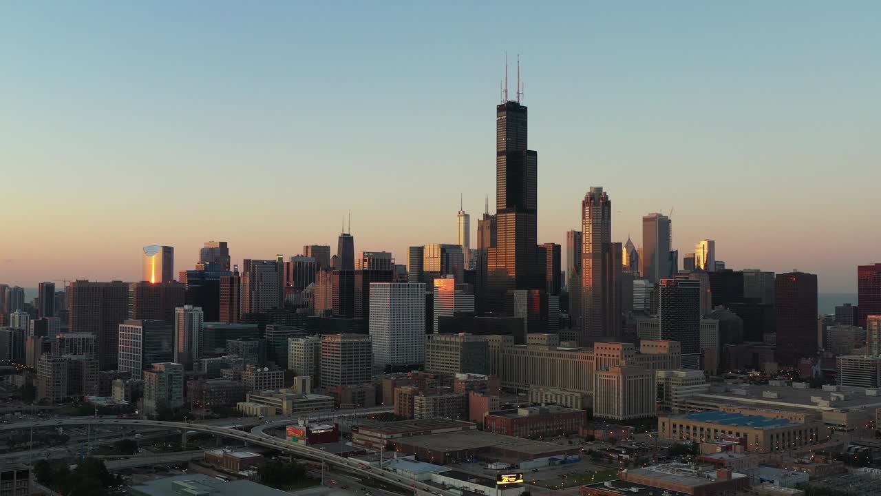 Vista Aérea em Chicago - Pôr do Sol