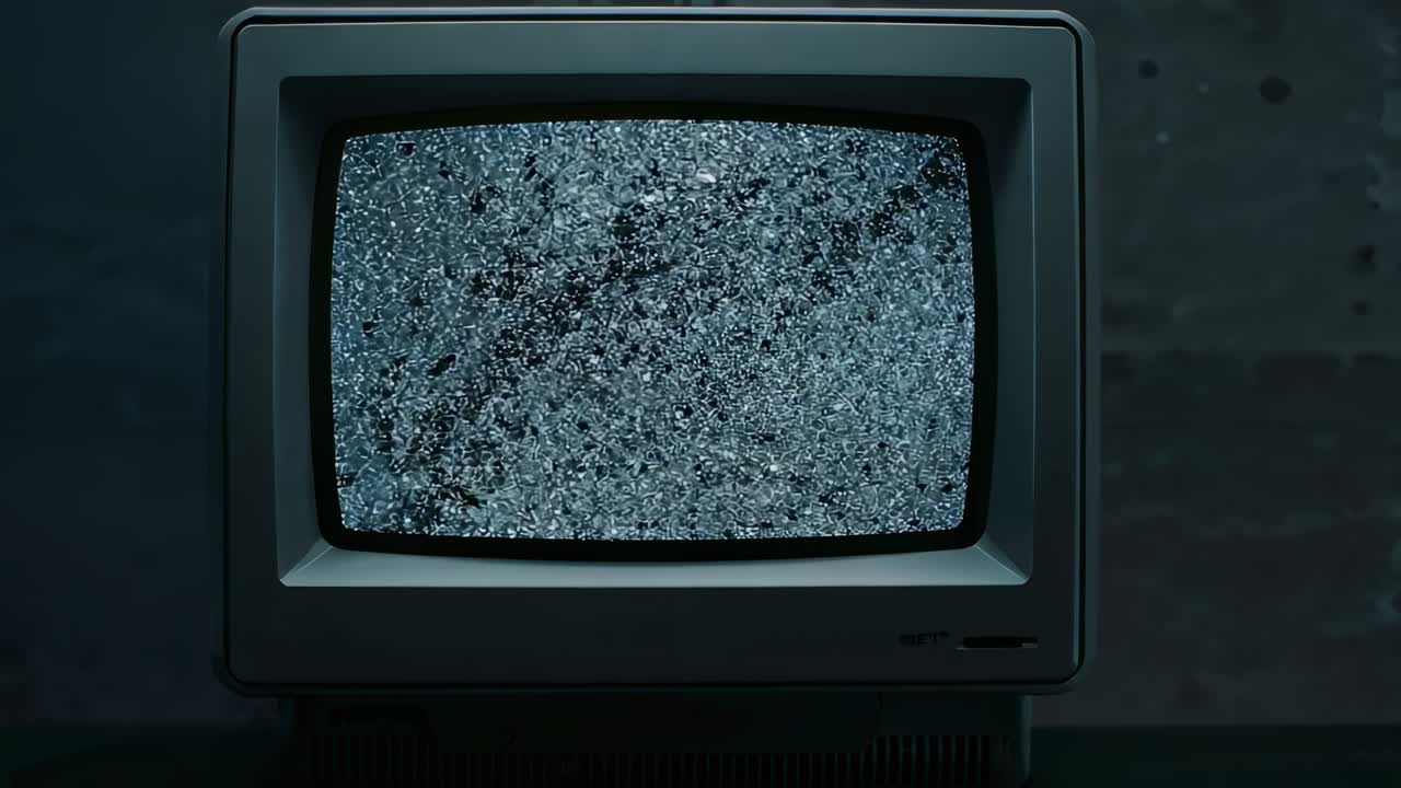 After static noise starting, zooming camera showing expanding static on ...
