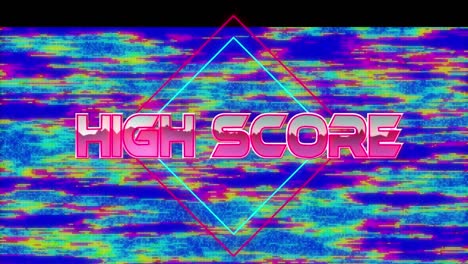 animación del texto de puntaje alto sobre un fondo colorido