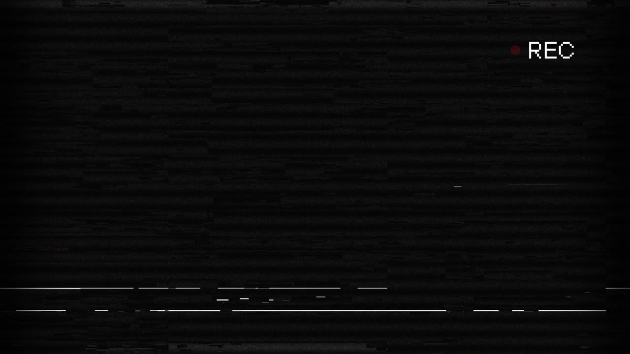 Indicatore REC con effetto glitch e schermo statico