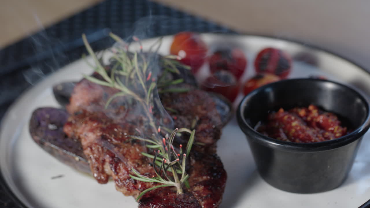 Steak Flambe with Grilled Tomatoes