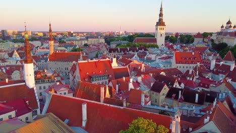 Aerial View of Tallinn's Old Town at Sunrise