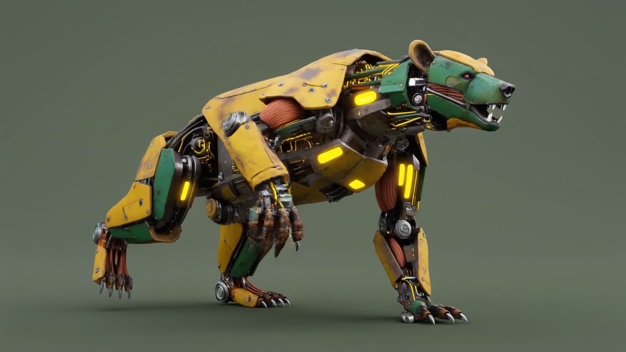 Renderização 3D de um Urso Robótico Poderoso
