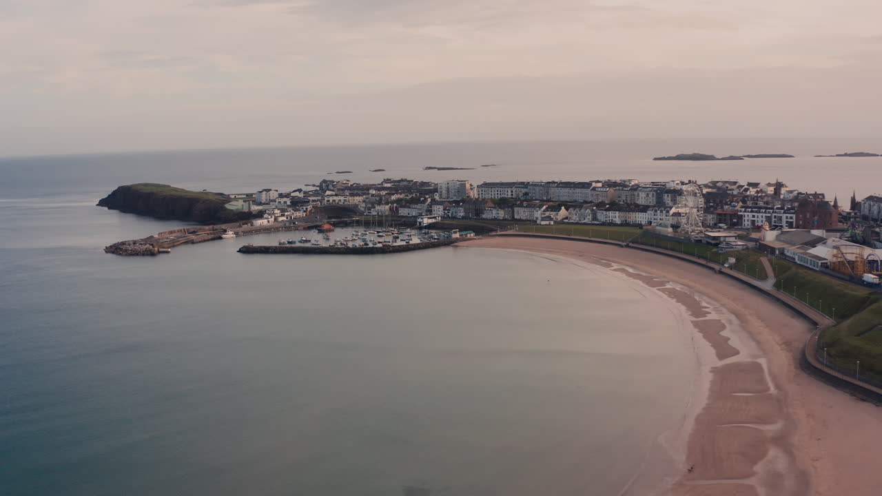 Coastal Town with Harbour and Beach