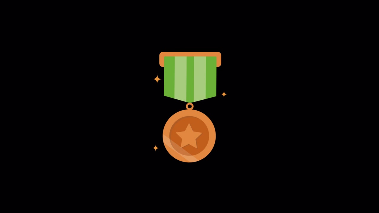 Animated Bronze Medal Award Icon on Black Background