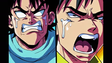 angry and crying anime characters