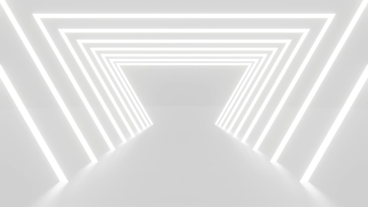animación 3d de un bucle de fondo abstracto blanco en blanco. video 4k renderización 3d para el telón de fondo. tecnología futura construcción de túneles en gráfico en movimiento. pared de corredor cuadrado. interior arquitectónico moderno.
