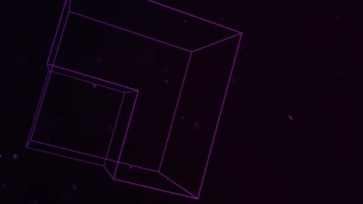 Movimento forma geometrica astratta con particelle nello spazio 7