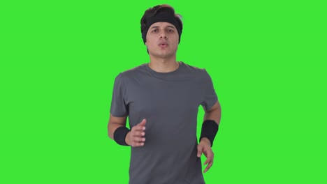 Indian-man-doing-jogging-and-running-Green-screen