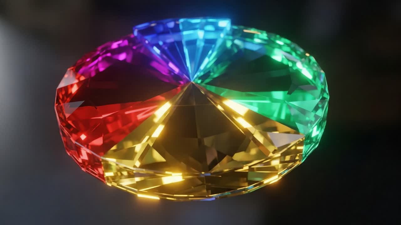 A Stunning Close-Up of a Multicolored Gemstone with Radiant Light Reflections Captured in Two Distinct Frames Showcasing Its Brilliant Cut and Shine