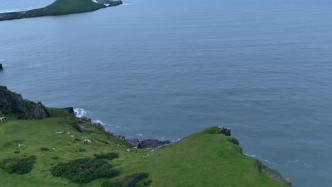rugged cliffs, south wales landmark, irish sea, coastal waters, aerial