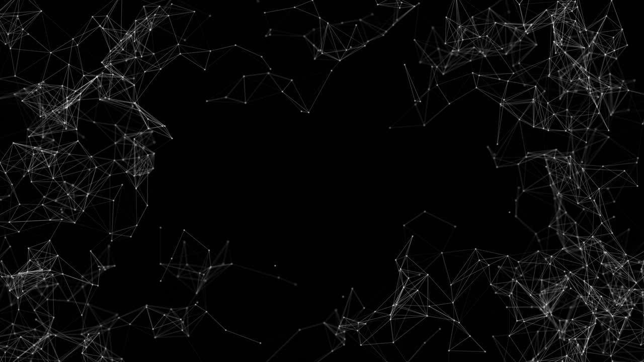 Communication and Technology network background with moving lines and dots. Abstract plexus geometrical shapes. Connection and web concept
