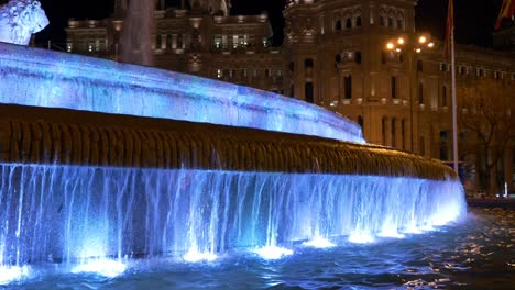 spain blue night light madrid plaza de la cibeles fountain 4k