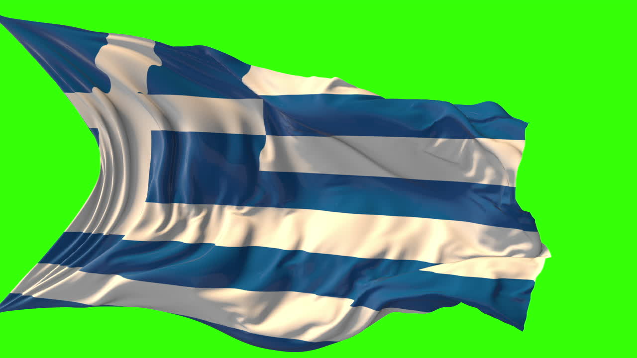 Waving Greek Flag on Green Screen