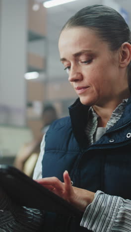 warehouse worker using tablet