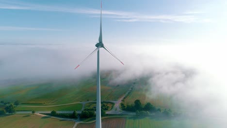 wind turbine turning around aerial