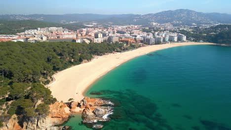 Mediterranean-sea-from-the-air,-European-tourism,-beach,-turquoise-blue