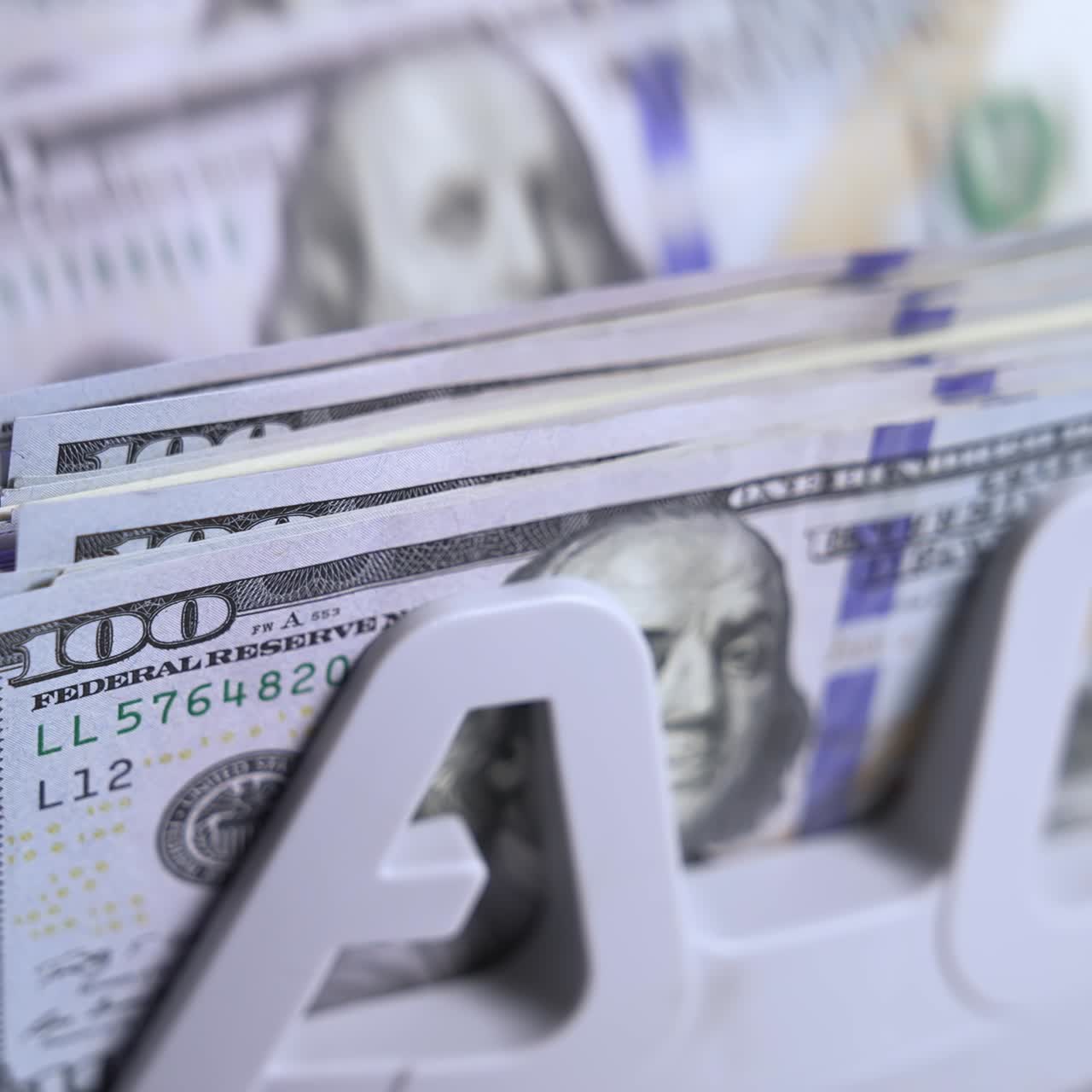 Money counting equipment for paper money calculation. Automatic mechanism for bank financial operations