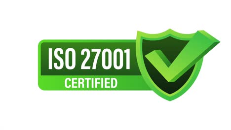 iso 27001 certified badge, icon. certification stamp. flat design.