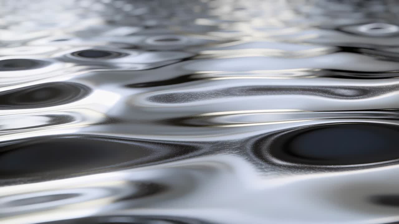 Superficie dell'acqua increspata e riflettente che risponde a una leggera brezza in uno stagno, mostrando increspature concentriche.