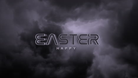 dark and stormy easter sky happy easter in white letters