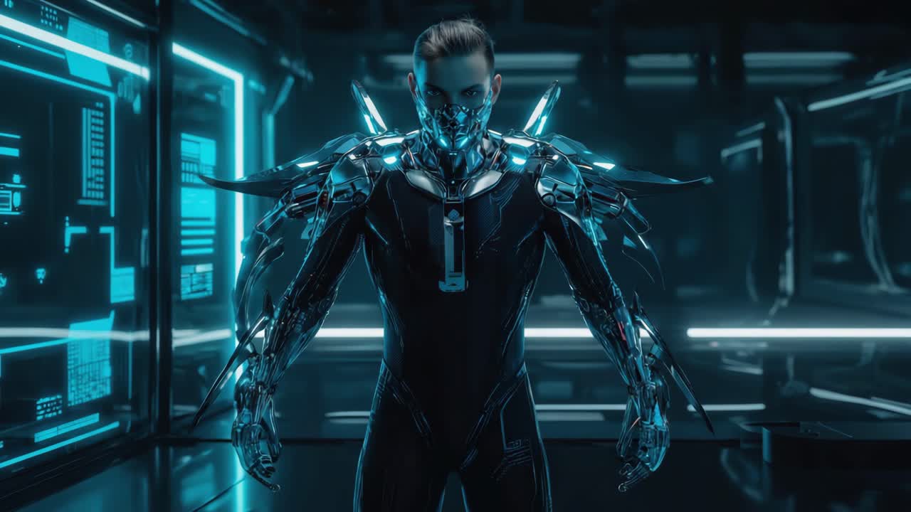 Futuristic Cyborg in a Sci-Fi Setting