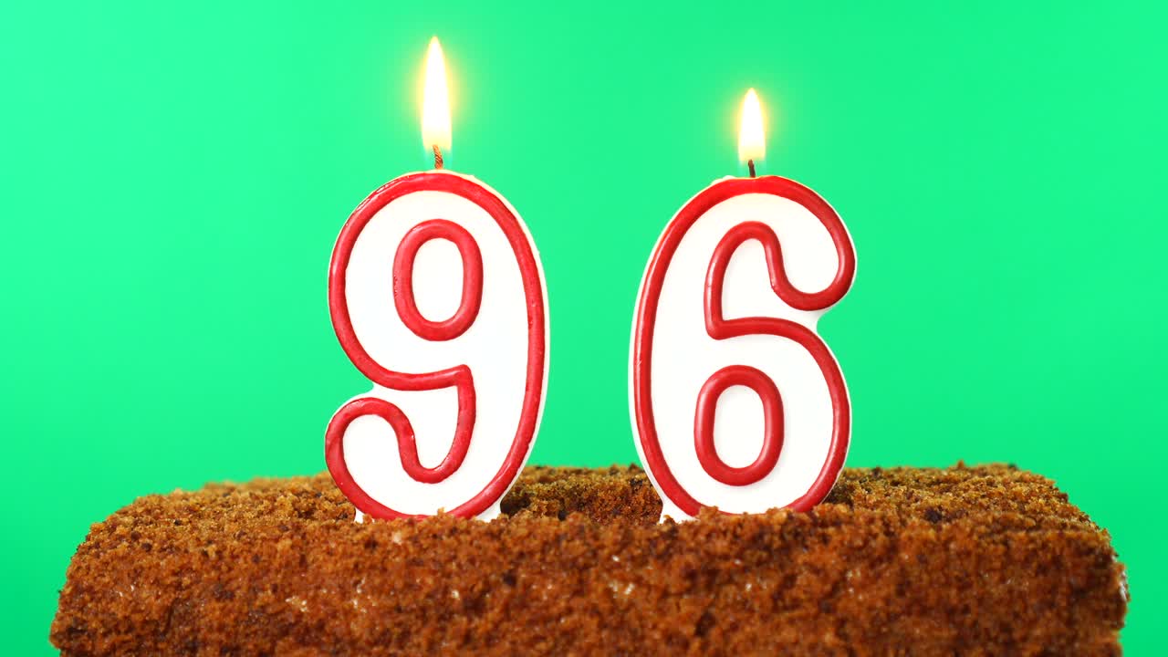 96번 불이 켜진 케이크, 크로마 키, 그린 스크린, 고립