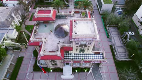 aerial view establishing the falabella palace in the consistorial house of the illustrious municipality of providencia santiago chile