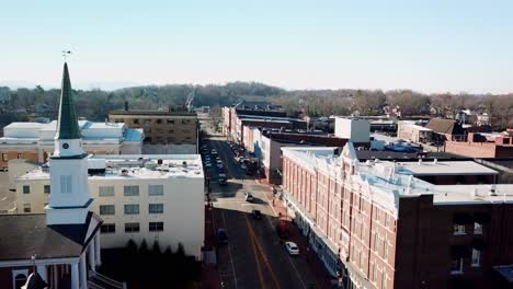 Aerial-Zoom-into-Greeneville-Tennessee,-Greeneville-TN,-Greeneville-Tenn-in-4k