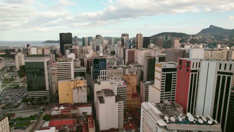 Aerial-orbit-establishing-of-different-buildings-in-the-historical-center-of-Rio-de-Janeiro-with-daylight-Brazil