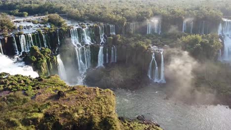 aerial view, iguazu falls in brazil, on a beautiful summer day