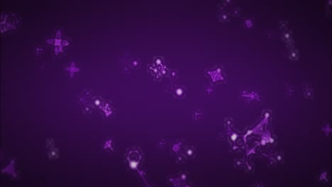 Animation-Mehrerer-Violett-Leuchtender-3D-Moleküle