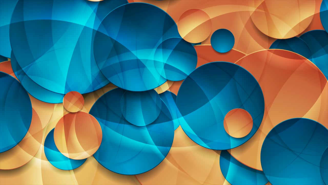 vibrantes círculos azules y naranjas brillantes fondo de movimiento abstracto