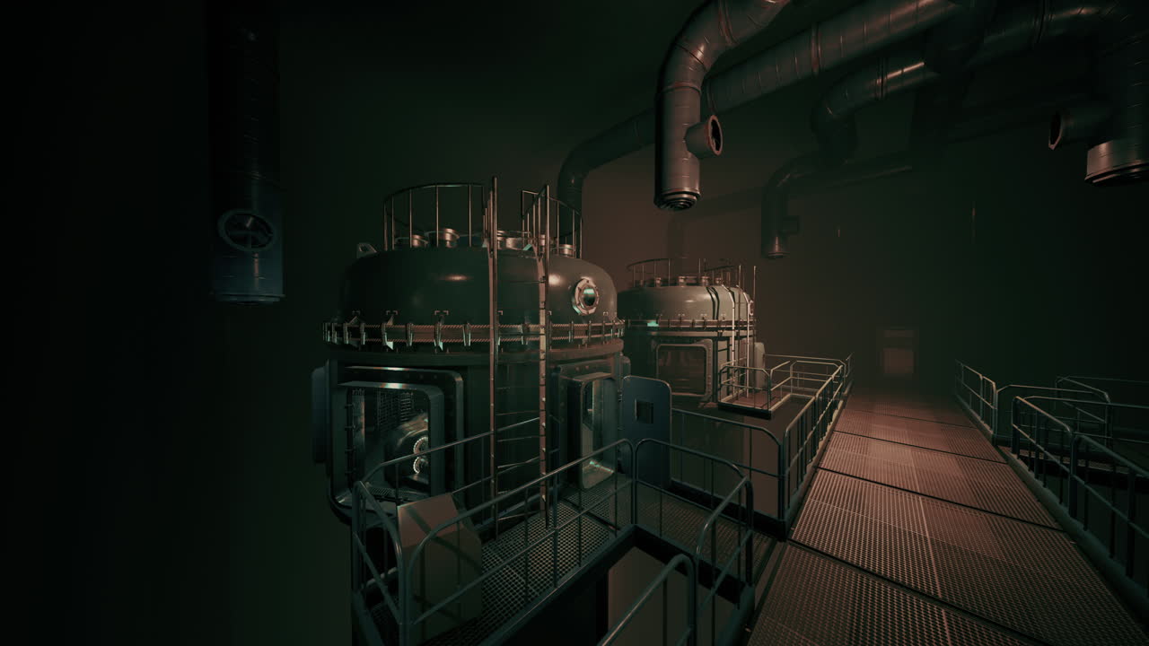 entorno industrial oscuro y atmosférico: representación en 3d de una fábrica abandonada