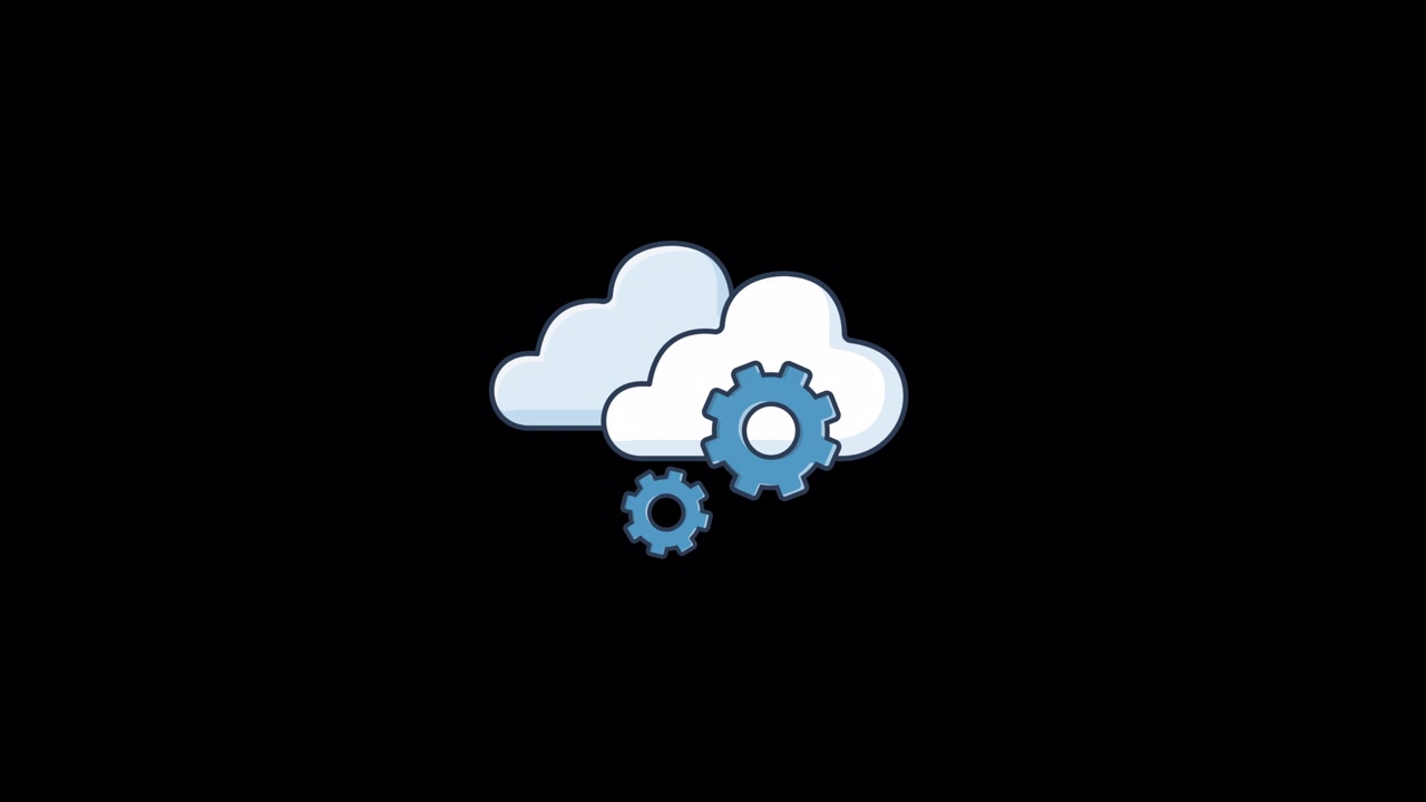 Animated Cloud Computing Icon with Rotating Gears