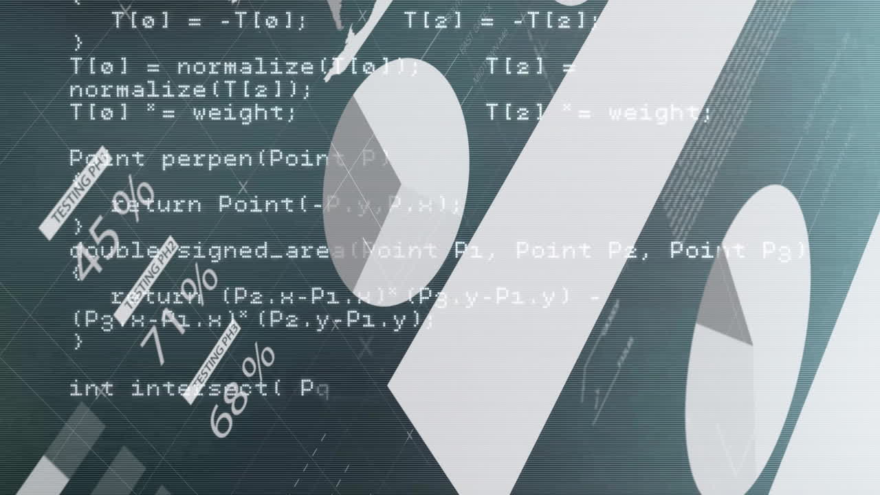 Animation of financial data processing on blue background