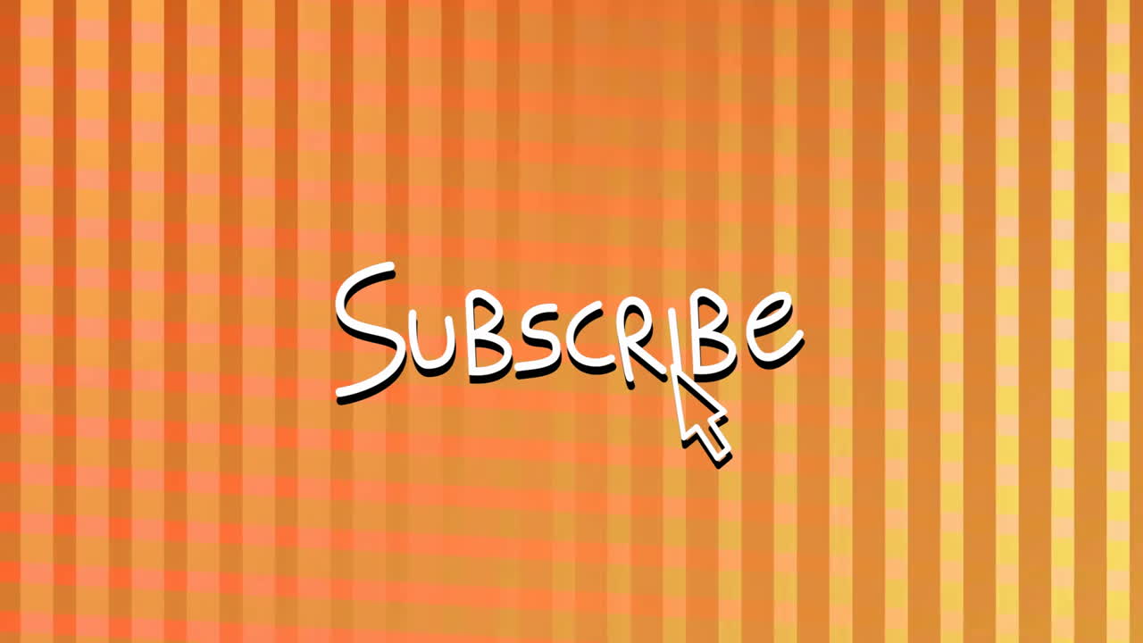 Cursor hovering over Subscribe text with orange striped background animation
