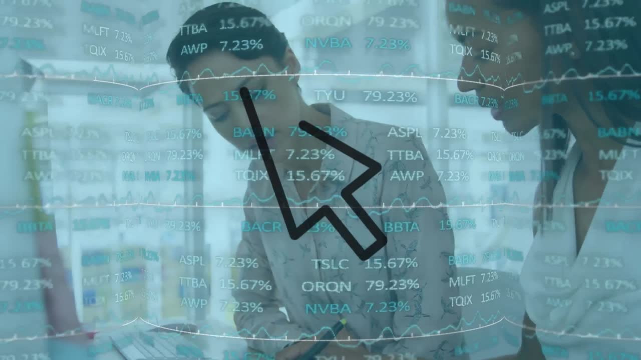 animación del procesamiento de datos sobre diversas personas de negocios en la oficina