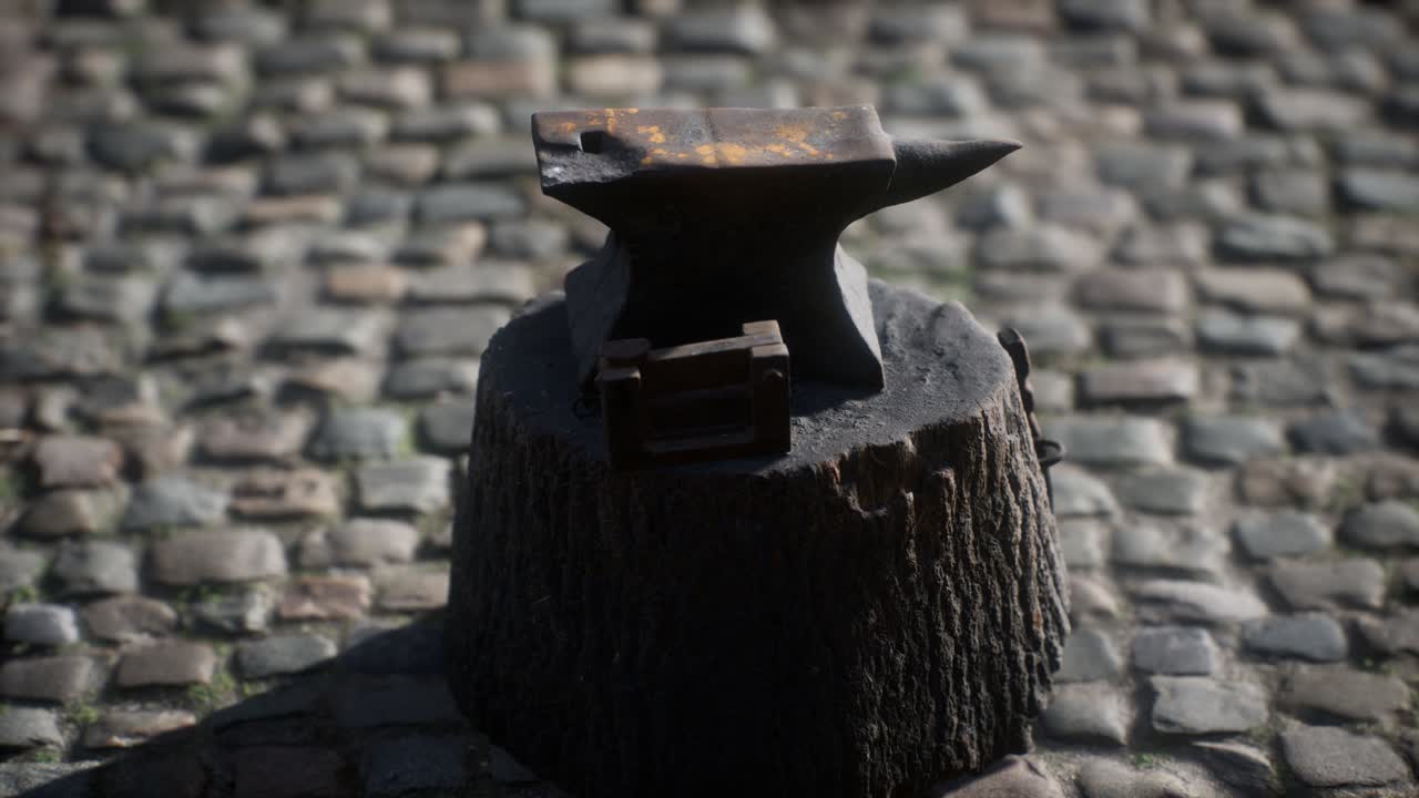 Old anvil attached to a stump