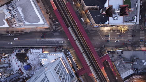 aerial view of the subway at night. shot in new york city