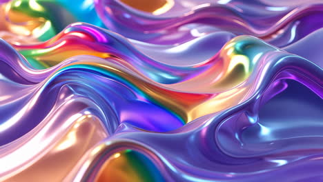 vibrant iridescent metallic waves abstract background