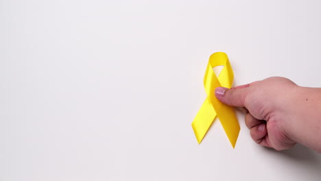 suicide prevention day, childhood, sarcoma, bone, and bladder cancer awareness month and yellow ribbon for supporting people's life and illness