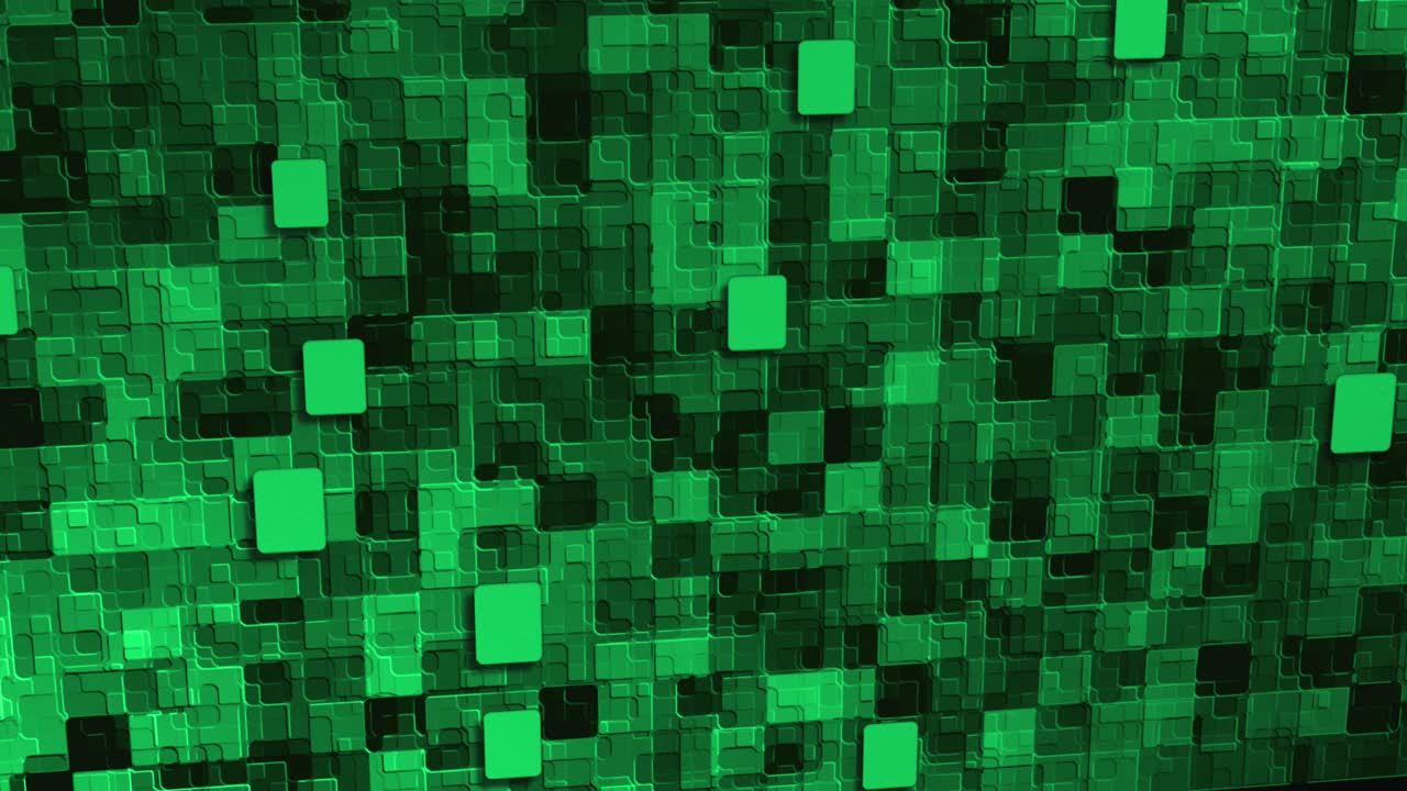 animación de ciencia ficción verde de placas de esquina redondas que se mueven hacia arriba sobre una pared de fondo compleja