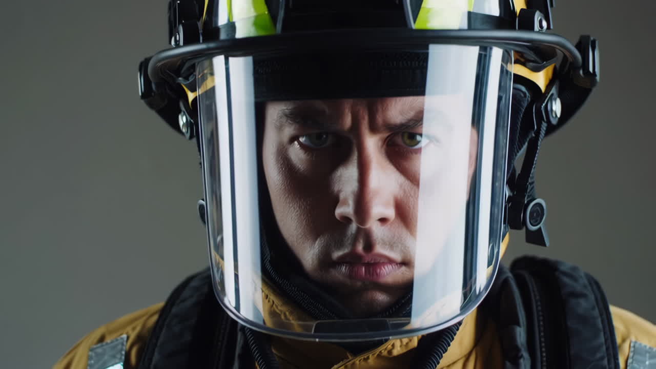 Close-up of a firefighter