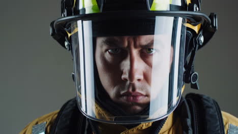 close-up of a firefighter