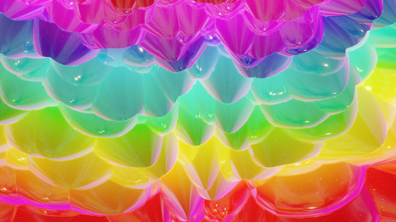 patrón ondulado abstracto en una superficie brillante y brillante, color arco iris de gradiente líquido, ondas en el fluido de pintura en animación suave. brillo en líquido viscoso 3d. retroceso creativo