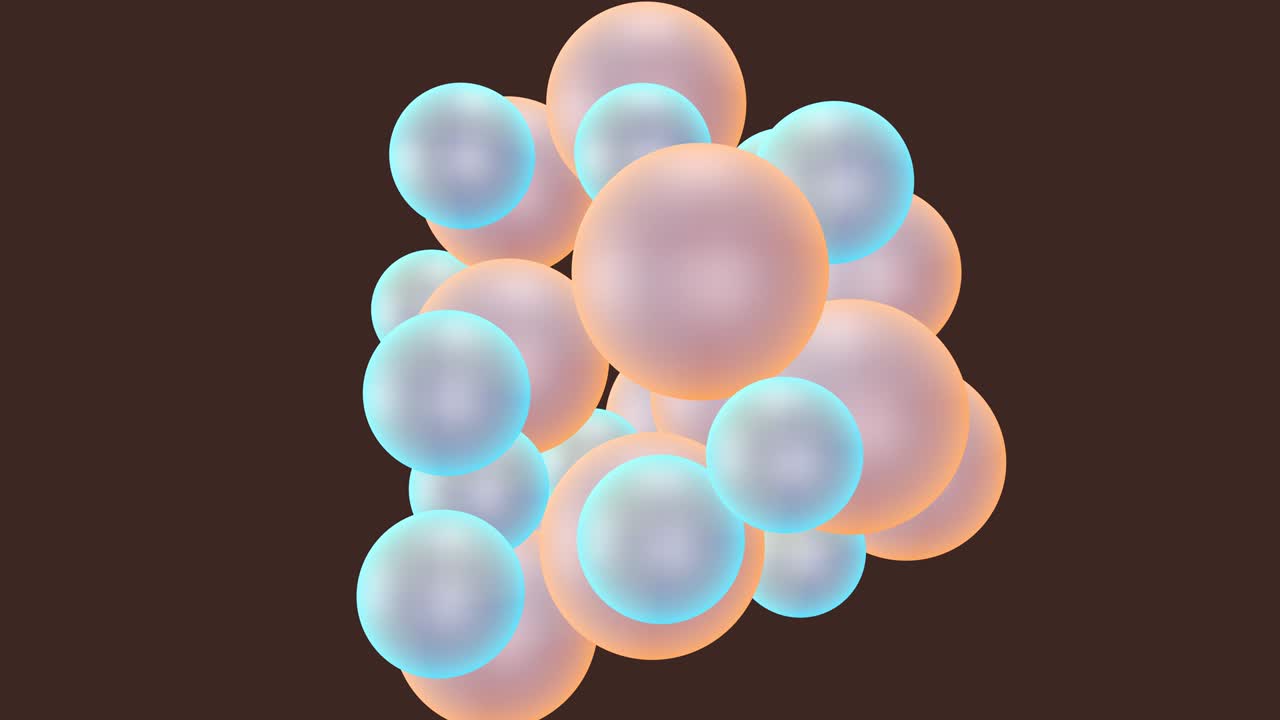 기하학적 모양의 거품의 추상적인 3d 애니메이션.