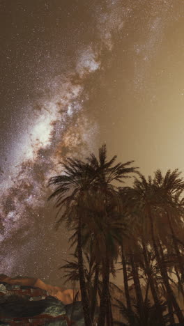 milky way over palm trees in the desert