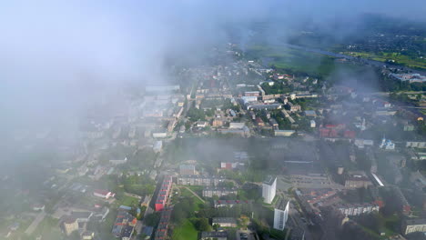 riga latvia residential neighbourhood building real estate aerial above clouds